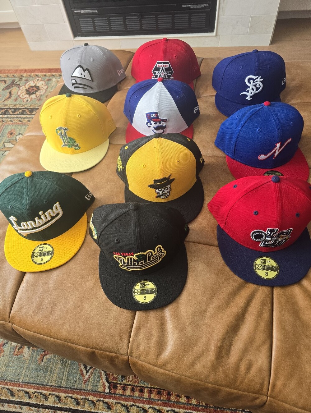 Lot of 10 New Era 5950 MiLB Hats. Size 8 Minor League Baseball